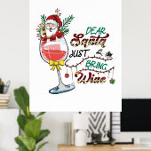クリスマスギフト親愛サンタJust Bring Wine ポスター (ホームオフィス)