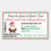 クリスマスギフト郵便ステッカー北極デリバリー 長方形シール (正面)