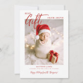 クリスマスギフト カリグラフィー モダン レッド ベイビー フォト シーズンカード (正面)
