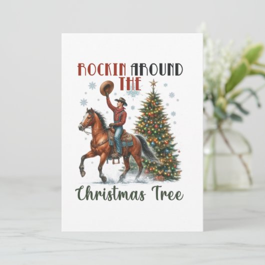 クリスマスギフト クリスマスツリーの周りでロックンロール シーズンカード (スタンド正面)