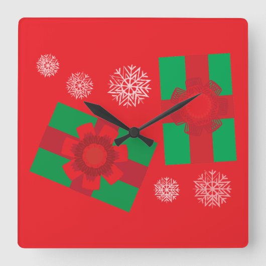 クリスマスギフト スクエア壁時計 (正面)