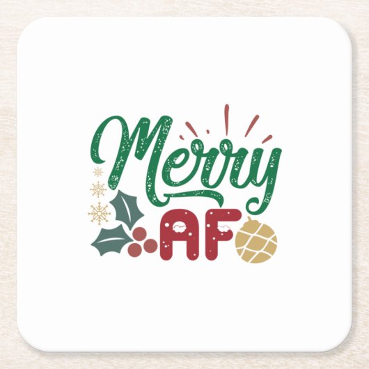 クリスマスギフト | メリー AF カッコいい Sassy スクエアペーパーコースター (正面)