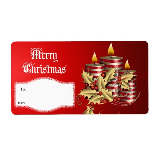 クリスマスギフト ラベル 赤いキャンドル (正面)