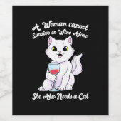 クリスマスギフト | 猫とワインがあれば女は生きていける ワインラベル (シングルラベル)