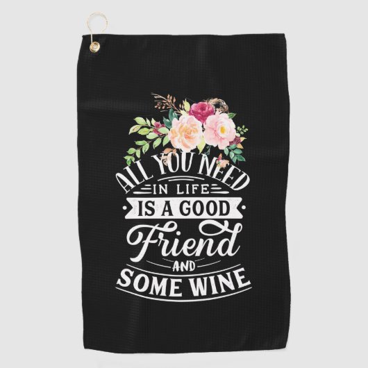 クリスマスギフト | 親しい友とワイン ゴルフタオル (正面)