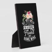 クリスマスギフト | 親しい友とワイン フォトプラーク (側面)