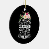 クリスマスギフト | 親友とワイン セラミックオーナメント (右)