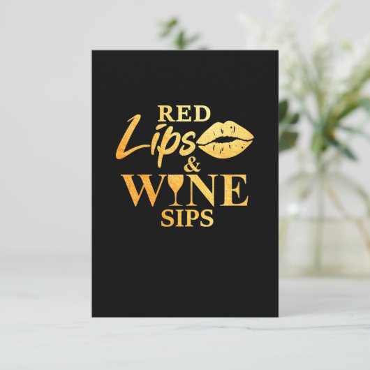クリスマスギフト | 赤い唇とワインのひと口 出欠カード (スタンド正面)