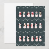 クリスマスギフト | 雪の中をかわいい雪だるま 招待状 (正面/裏面)