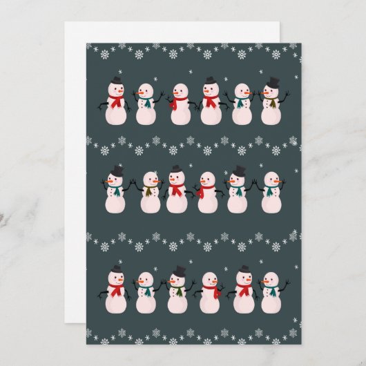 クリスマスギフト | 雪の中を歩くかわいい雪だるま シーズンカード (正面/裏面)