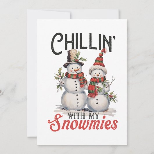 クリスマスギフト 雪の友達と一緒にチルする 招待状 (正面)