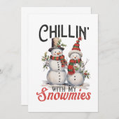 クリスマスギフト 雪の友達と一緒にチルする 招待状 (正面/裏面)
