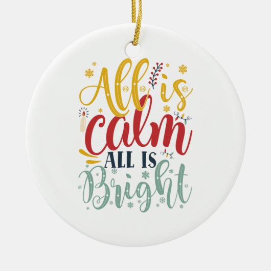 クリスマスギフト | All Is Calm All Is Bright セラミックオーナメント (正面)