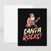 クリスマスギフト Santa Rocksギター| サンキューカード (正面/裏面)