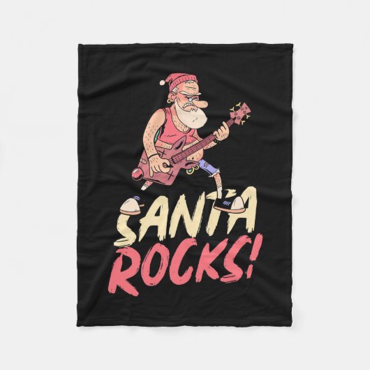 クリスマスギフト Santa Rocksギター| フリースブランケット (正面)