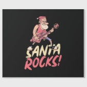 クリスマスギフト Santa Rocksギター| ラッピングペーパー (フラット)