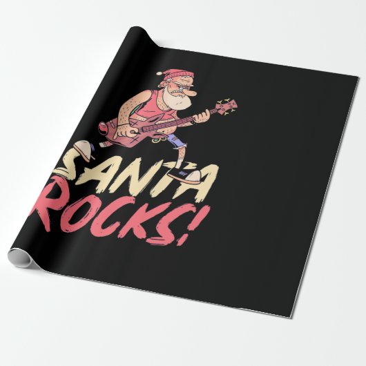 クリスマスギフト Santa Rocksギター| ラッピングペーパー (アンロールド)