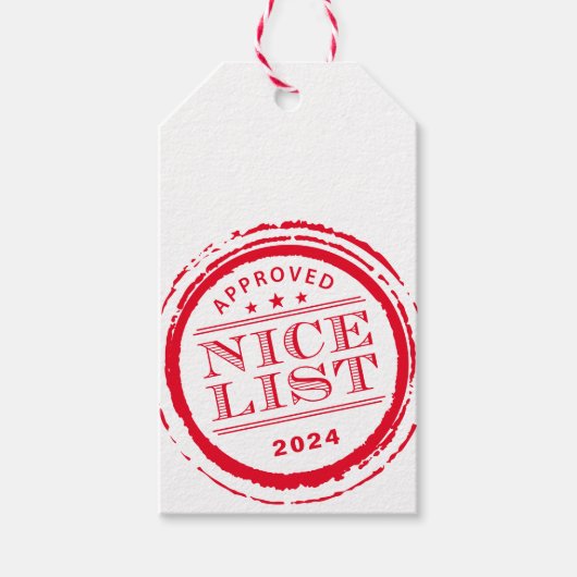 クリスマスギフトsanta nice list stamp red ギフトタグ (正面)
