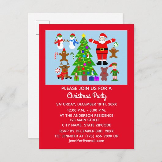 クリスマスギャザリング#3招待状はがき インビテーションポストカード (正面/裏面)