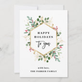 クリスマスギルド緑の白 |ハッピーホリデー シーズンカード (正面)