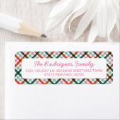 クリスマスギンガムピンクレッドグリーン差出人住所 ラベル (インサイチュ)