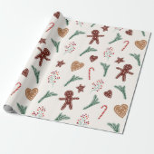 クリスマスギンジャーブレッドラッピング紙 ラッピングペーパー (アンロールド)