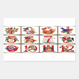 クリスマスクィルトプリントギフト 12日間 長方形シール