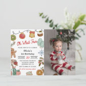 クリスマスクッキーああ何おもしろい1stバースデーフォト 招待状 (スタンド正面)