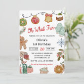 クリスマスクッキーああ何おもしろい1st誕生日パーティー 招待状 (スタンド正面)