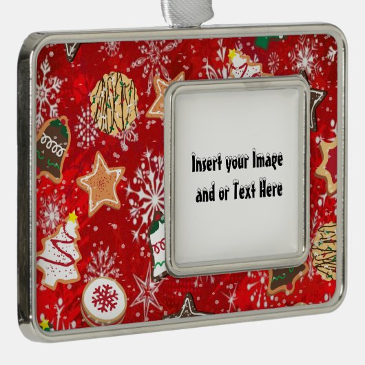 クリスマスクッキーあなたの写真を追加しますフレームオーナメント シルバープレートフレームオーナメント (右)