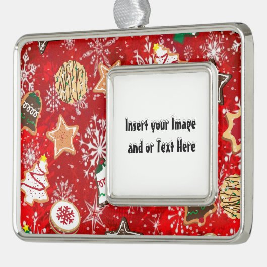 クリスマスクッキーあなたの写真を追加しますフレームオーナメント シルバープレートフレームオーナメント (左)