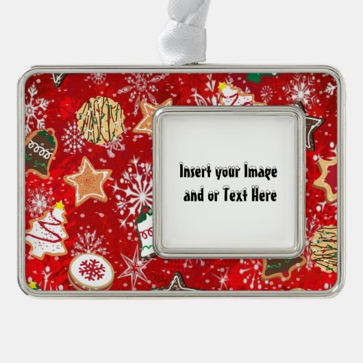 クリスマスクッキーあなたの写真を追加しますフレームオーナメント シルバープレートフレームオーナメント (正面)