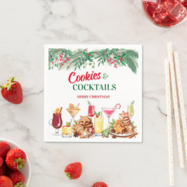 クリスマスクッキーとカクテル ホリデーパーティー スタンダードカクテルナプキン