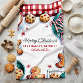 クリスマスクッキーとキャンディーキャンパーソナライズされた キッチンタオル