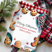 クリスマスクッキーとキャンディーキャンパーソナライズされた キッチンタオル
