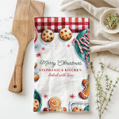 クリスマスクッキーとキャンディーキャンパーソナライズされた キッチンタオル