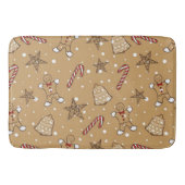 クリスマスクッキーとキャンディーキャン バスマット (正面)