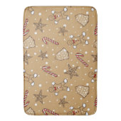 クリスマスクッキーとキャンディーキャン バスマット (正面縦)