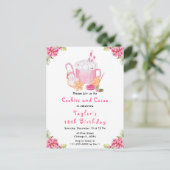 クリスマスクッキーとココアバースデーパーティーピンク ポストカード (スタンド正面)