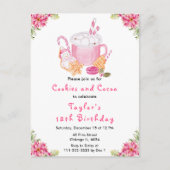 クリスマスクッキーとココアバースデーパーティーピンク ポストカード (正面)