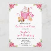 クリスマスクッキーとココアバースデーパーティーピンク ポストカード (正面)