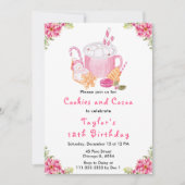 クリスマスクッキーとココアバースデーパーティーピンク 招待状 (正面)