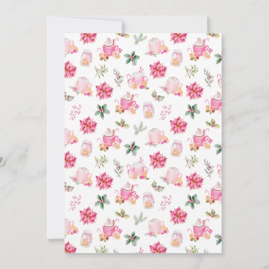 クリスマスクッキーとココアバースデーパーティーピンク 招待状 (裏面)