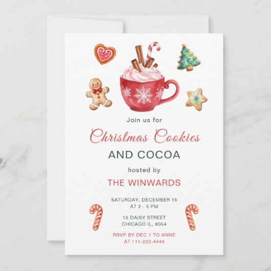 クリスマスクッキーとココアパーティー 招待状 (正面)