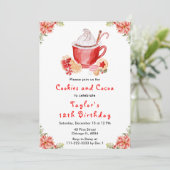 クリスマスクッキーとココア誕生日パーティレッド 招待状 (スタンド正面)