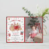 クリスマスクッキーとココア1歳の誕生日パーティー 招待状 (スタンド正面)