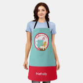 クリスマスクッキーとココア エプロン (着用した状態)