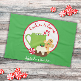 クリスマスクッキーとココア キッチンタオル