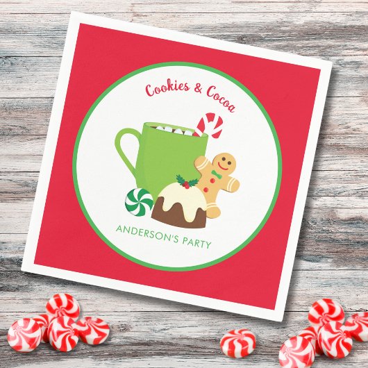 クリスマスクッキーとココア スタンダードカクテルナプキン