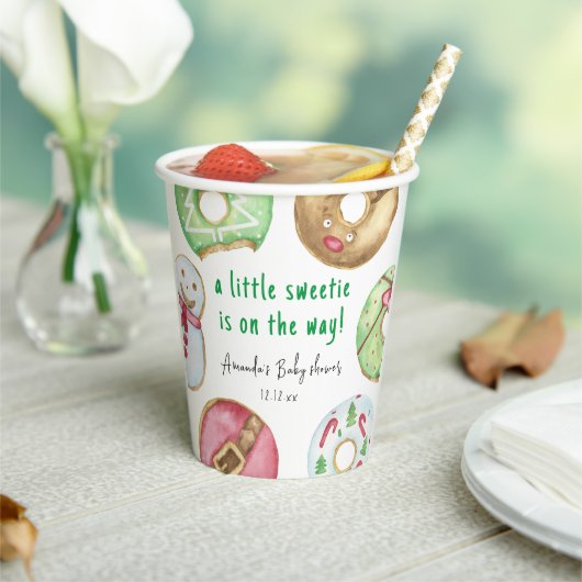 クリスマスクッキーとドーナツ赤ちゃんシャワー 紙コップ (インサイチュ)